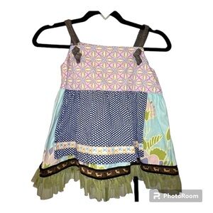 Matilda Jane size 8 Girls Floral Polka Dot Dog Hammond Bay Skye Knot dress boho